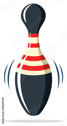 Isolated bowling pin shaking vector illustration for sports and entertainment graphics