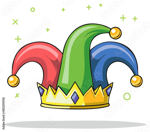 Jester Hat with Bells and Crown Festive Fool Accessory