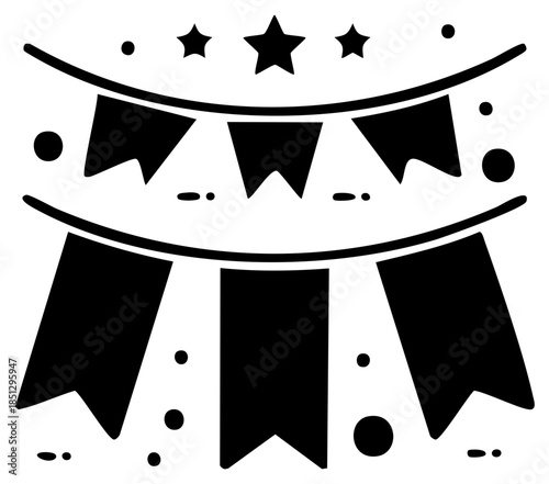 Celebration party bunting flags with stars and dots festive decoration icon