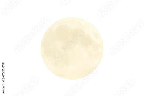 Full moon shining bright, an astronomical body glowing in the dark night sky with transparent background