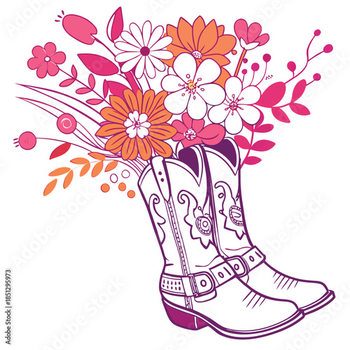 Vector illustration woman working on laptop in business attire