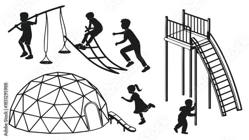 Vector illustration a crowd of people standing in a line on a curved path in a simple line drawing