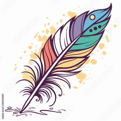 Vector illustration colorful nautilus shell illustration with pink accents