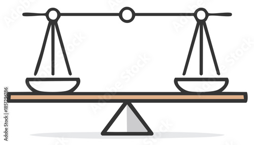 Illustration of Simple Scales or Balance Instrument Representing Justice Equilibrium and Weighing of Concepts