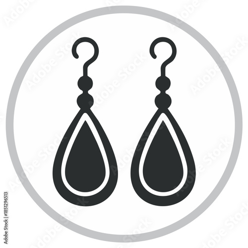 Two elegant teardrop earrings with a classic style in a simple vector design