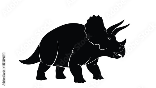 Black silhouette of a triceratops dinosaur with visible facial and horns
