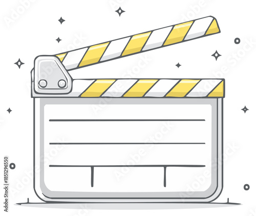 Stylized Movie Clapper Board with Striped Top for Filmmaking and Entertainment