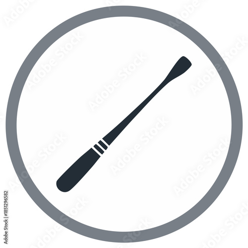 Stylized medical spatula icon inside a circle, vector illustration
