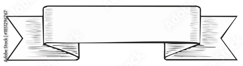 Stylized ribbon banner vector illustration for title text or special announcements, with shading and tails