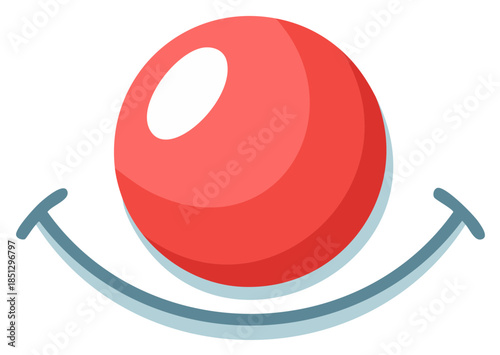 Happy Clown Face Icon with a Big Red Nose and a Wide Smile Illustration
