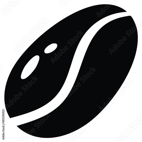 Stylized Black Coffee Bean Graphic Icon for Cafe Menu Beverage and Morning Energy