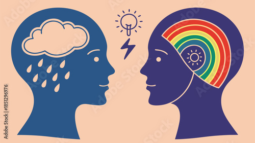 Positive mindset can help overcome negative thoughts Vector