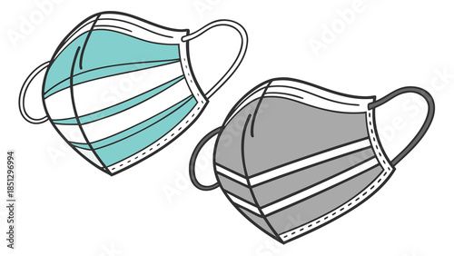 Two face masks illustration on white background Vector