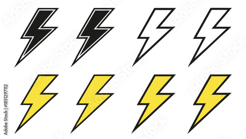 Collection of different color lightning bolt icons Vector