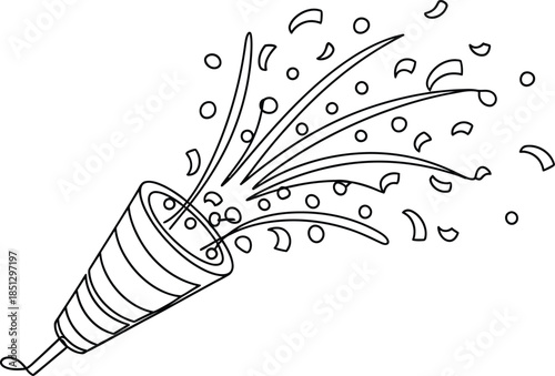 Party popper explosion with confetti