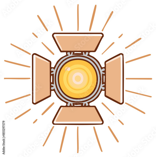 Illustration of an Isolated Stage Light with Baffle and Rays