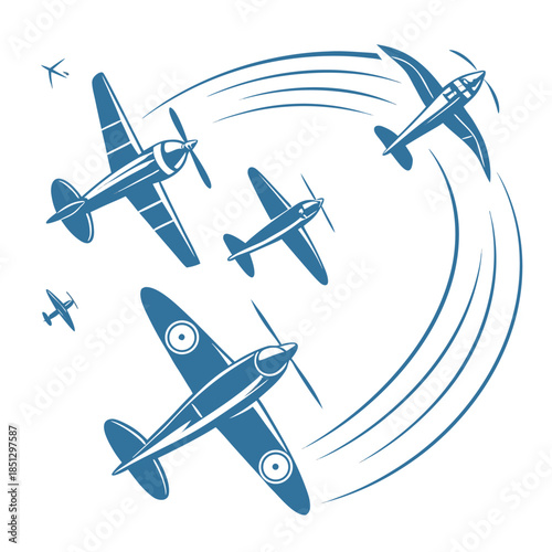Airplanes flying in formation Vector