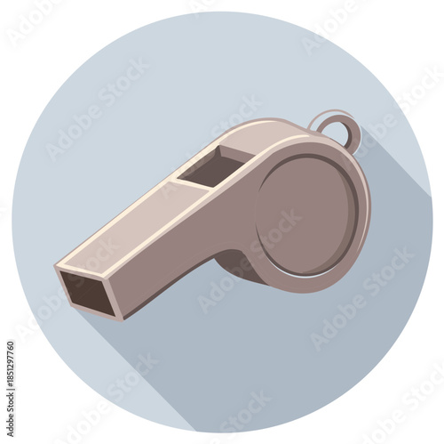 Simple Illustration of a Whistle with Shadow, Isolated on a Circle