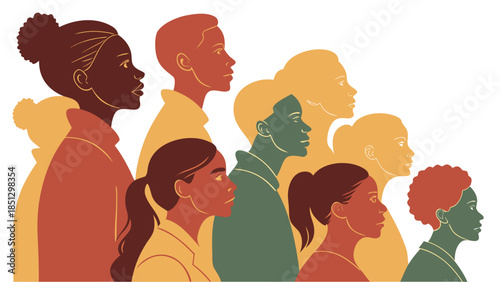 Diverse group of people standing together in harmony Vector