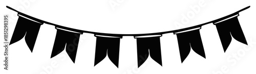 Festive hanging bunting flag garland for party celebration black silhouette icon
