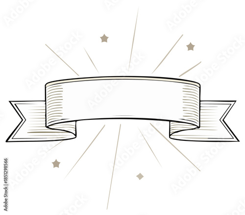 Vintage style banner with starburst rays and stars, blank space for text.