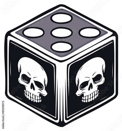 Skull Dice Symbol of Fate and Chance Graphic Illustration