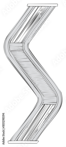 Stylized Gray Escalator or Moving Walkway in Zigzag Shape Graphic Illustration