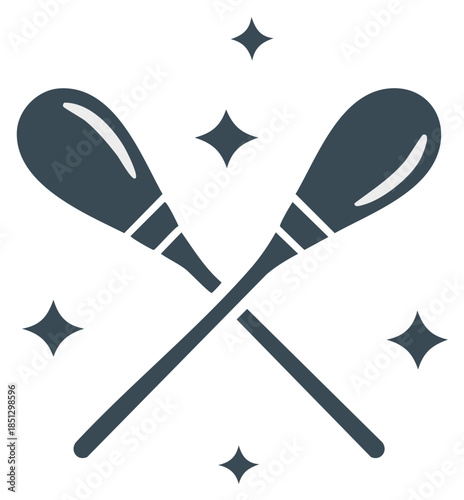 Crossed cotton swabs with sparkles icon for cleaning and hygiene concept