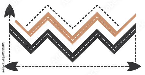Abstract Arrow Chart Diagram Displaying Fluctuating Data Trend in Zigzag Pattern Style Showing Financial or Market Volatility