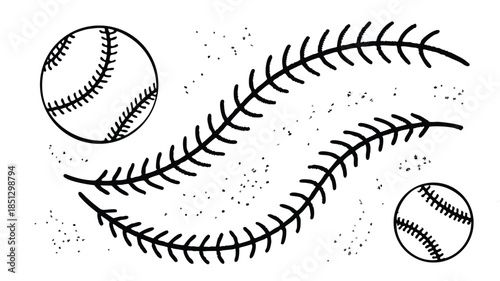 Baseball bats and balls in motion Vector