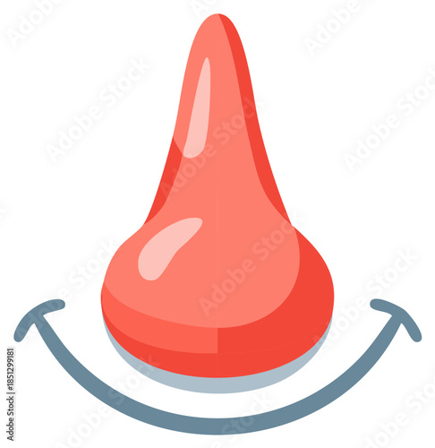 Stylized Red Clown Nose with Subtle Smile Curve