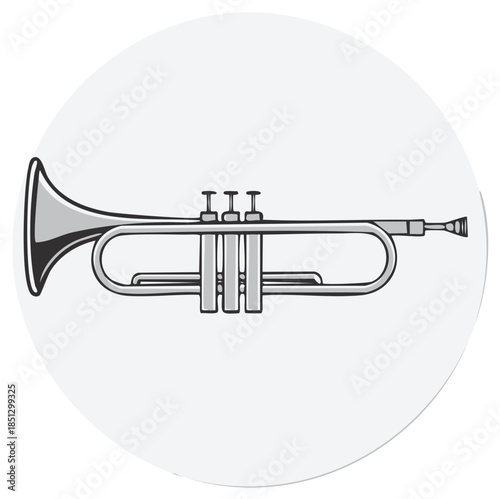 Detailed Trumpet Illustration on Simple White Backdrop Musical Instrument Icon