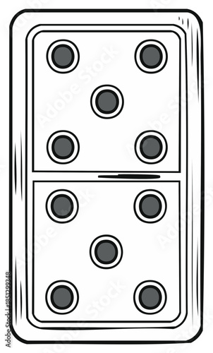 Domino tile with five and five pips, vector illustration, game piece