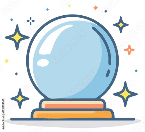 Magic crystal ball with sparkles for fortune telling and predicting the future