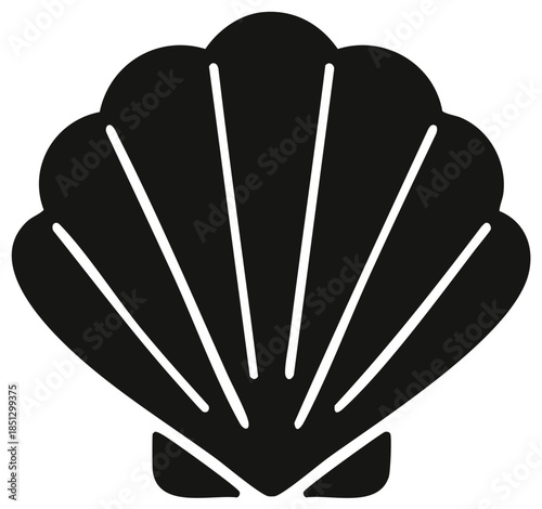 Black and white shell icon. Sea theme design element.
