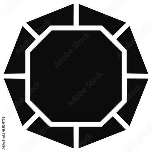 Stylized octagonal gem shape with faceted design modern vector icon