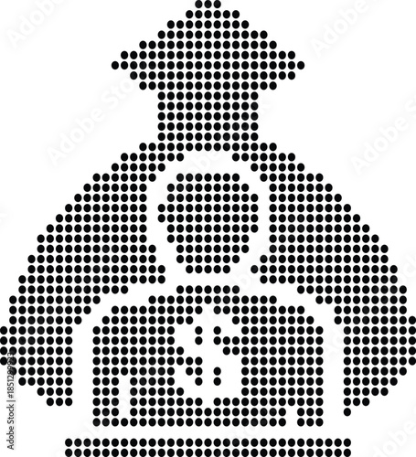 Dotwork Monk Silhouette, Religious Iconography And Spirituality