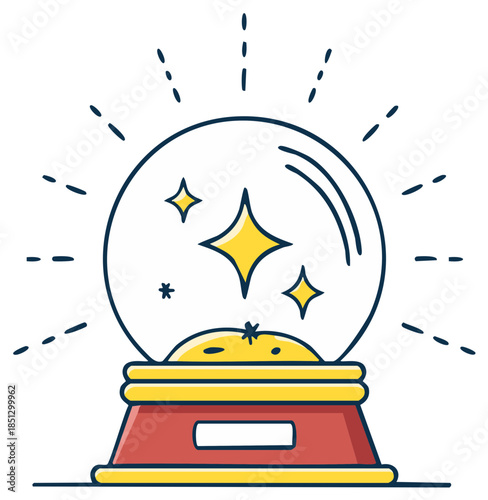 Stylized Crystal Ball with Glowing Stars and Magical Aura Illustration