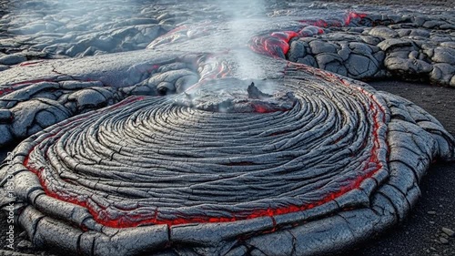 eruption sequence capturing molten lava bursting from active volcano crater formations