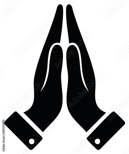 Vector icon of two hands pressed together in a gesture of prayer or greeting