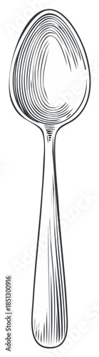 Hand-drawn illustration of a spoon, showing clean, elegant lines and creating a classic, timeless look