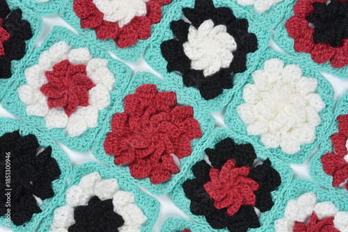 Colorful Crochet Granny Squares Background