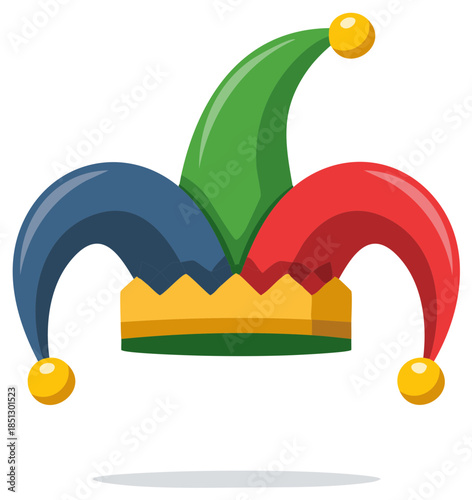 Colorful Jester Hat Illustration Costume Accessory Playful Symbol