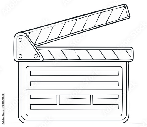 Clapperboard Outline Artwork Depicting a Film Production Slate for Movie Scene