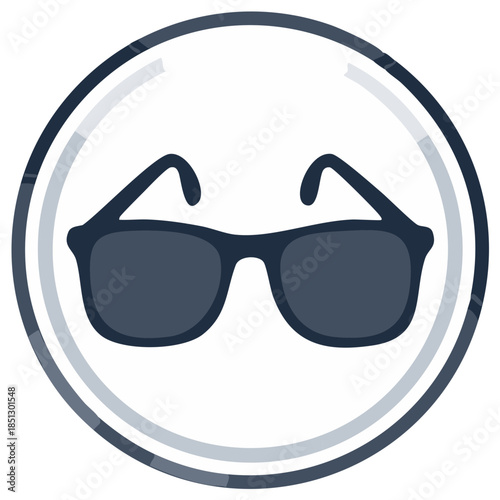 Sunglasses Icon Graphic Illustration Minimalist Style Grey and White Circular Frame Protective Eyewear Vision Aid