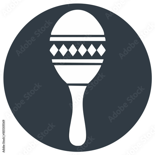 Simple vector icon of a maraca, a Latin percussion instrument for music and fiesta