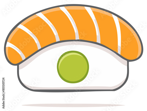 Minimalist Sushi Icon Depicting Fish, Rice, and Wasabi for Japanese Food Representation