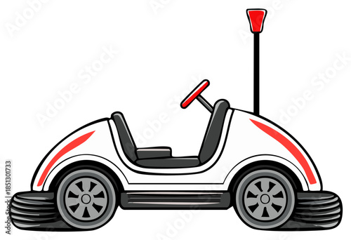 Classic amusement park bumper car ride vector illustration on a clean background