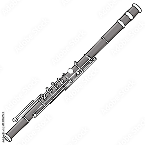 Simple cartoon illustration of an oboe a classical woodwind musical instrument