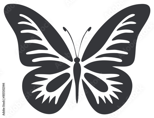 Stylized Butterfly Vector Illustration with Decorative Wing Patterns for Graphic Design Applications